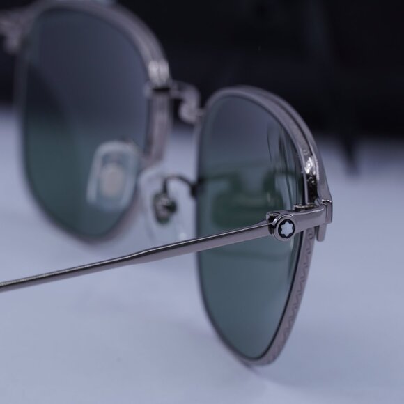 Montblanc MB0189S 005 Square Sunglasses - Grey/Green - Picture 4 of 11